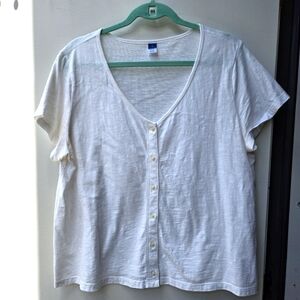 Old Navy White V-Neck Henley